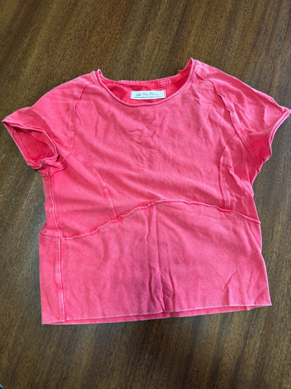 We The Free Coral Pink Boxy Short Sleeve Top